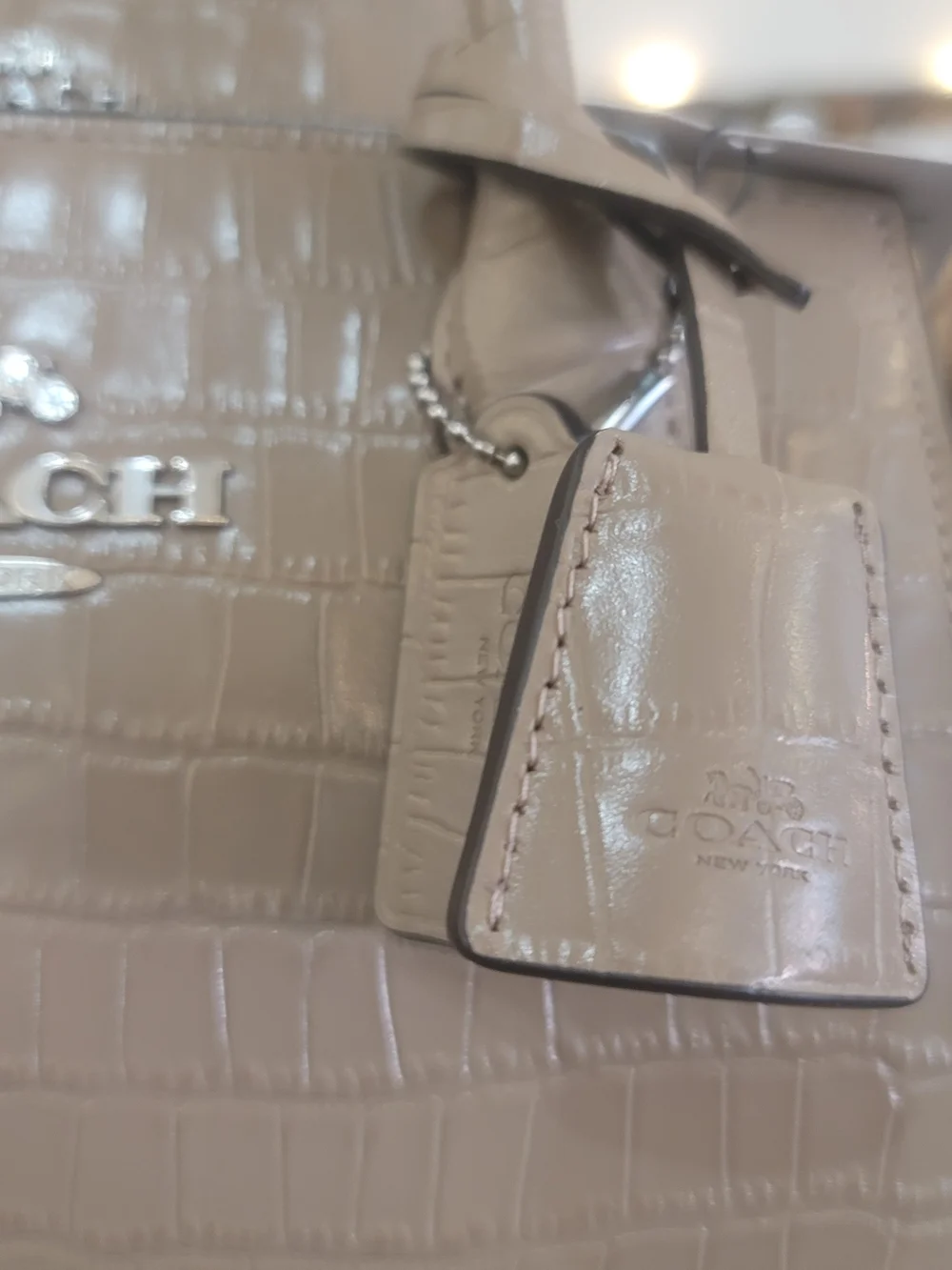 COACH Pebbled Leather Satchel in Light Beige ,  Matching Wallet Andrea Carryall